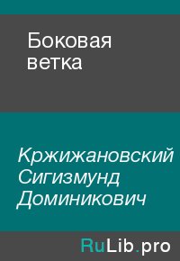 Боковая ветка. Кржижановский Сигизмунд - читать в Рулиб